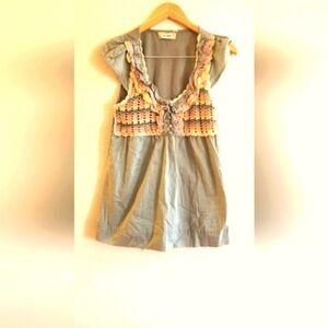 Lulumari women's femine soft green top/ blouse size large